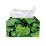 Green Ivy Leaf Print Leather Tissue Box Cover