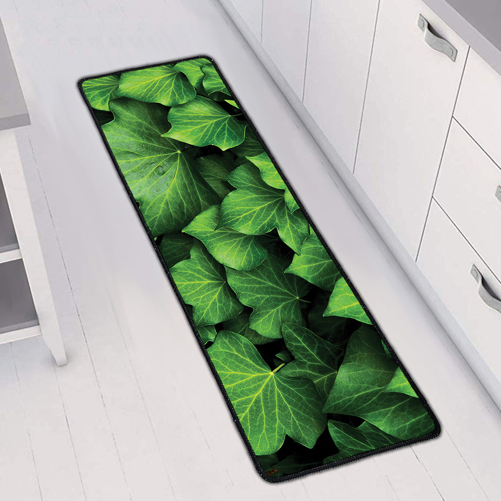 Green Ivy Leaf Print Long Kitchen Mat