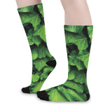 Green Ivy Leaf Print Long Socks