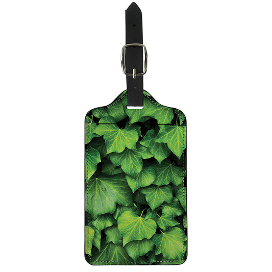 Green Ivy Leaf Print Luggage Tag