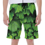 Green Ivy Leaf Print Men's Beach Shorts