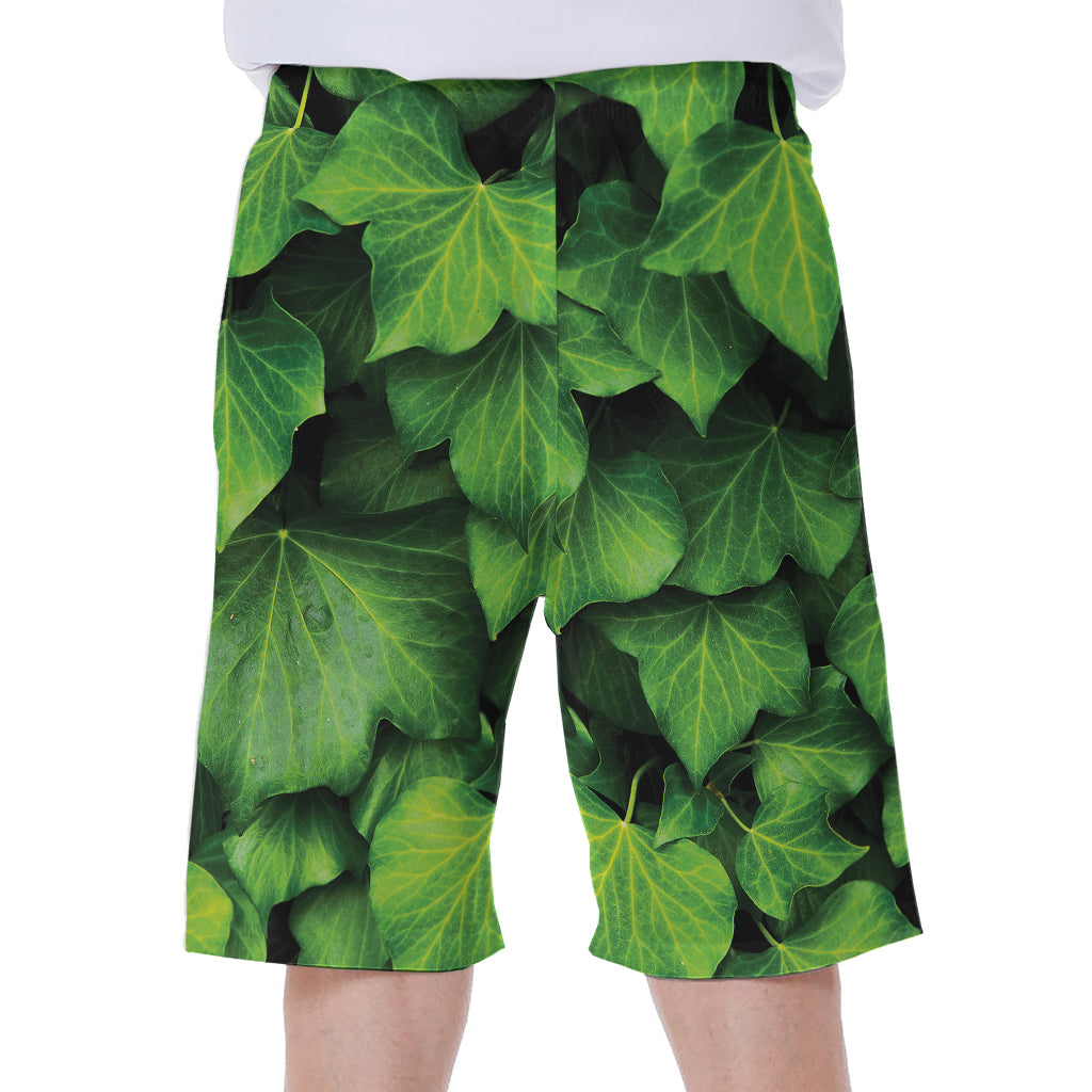 Green Ivy Leaf Print Men's Beach Shorts