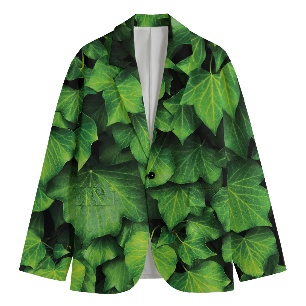 Green Ivy Leaf Print Men's Blazer