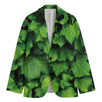 Green Ivy Leaf Print Men's Blazer