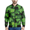 Green Ivy Leaf Print Men's Bomber Jacket