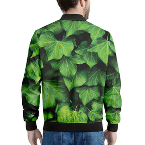 Green Ivy Leaf Print Men's Bomber Jacket