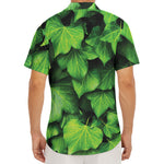 Green Ivy Leaf Print Men's Deep V-Neck Shirt