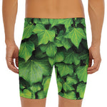 Green Ivy Leaf Print Men's Long Boxer Briefs