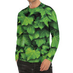 Green Ivy Leaf Print Men's Long Sleeve Rash Guard