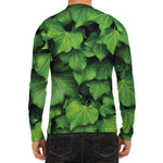 Green Ivy Leaf Print Men's Long Sleeve Rash Guard