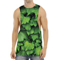 Green Ivy Leaf Print Men's Muscle Tank Top