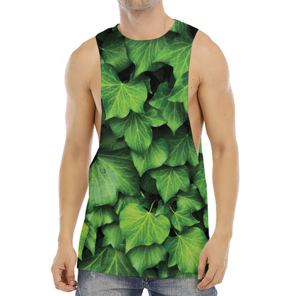 Green Ivy Leaf Print Men's Muscle Tank Top