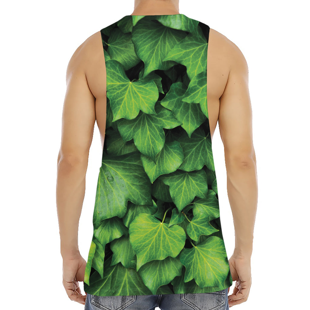 Green Ivy Leaf Print Men's Muscle Tank Top