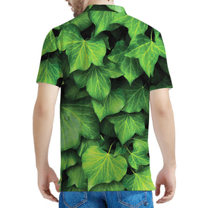 Green Ivy Leaf Print Men's Polo Shirt