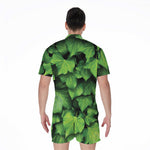 Green Ivy Leaf Print Men's Rompers