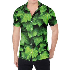 Green Ivy Leaf Print Men's Shirt