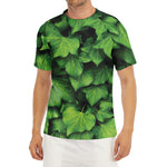 Green Ivy Leaf Print Men's Short Sleeve Rash Guard