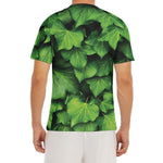 Green Ivy Leaf Print Men's Short Sleeve Rash Guard