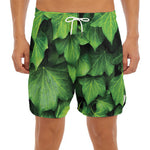 Green Ivy Leaf Print Men's Split Running Shorts