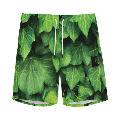 Green Ivy Leaf Print Men's Sports Shorts