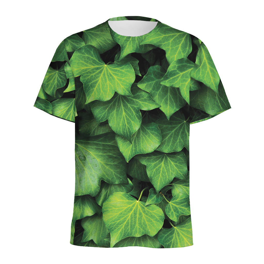 Green Ivy Leaf Print Men's Sports T-Shirt