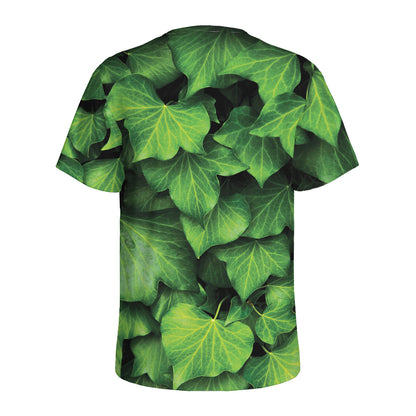 Green Ivy Leaf Print Men's Sports T-Shirt