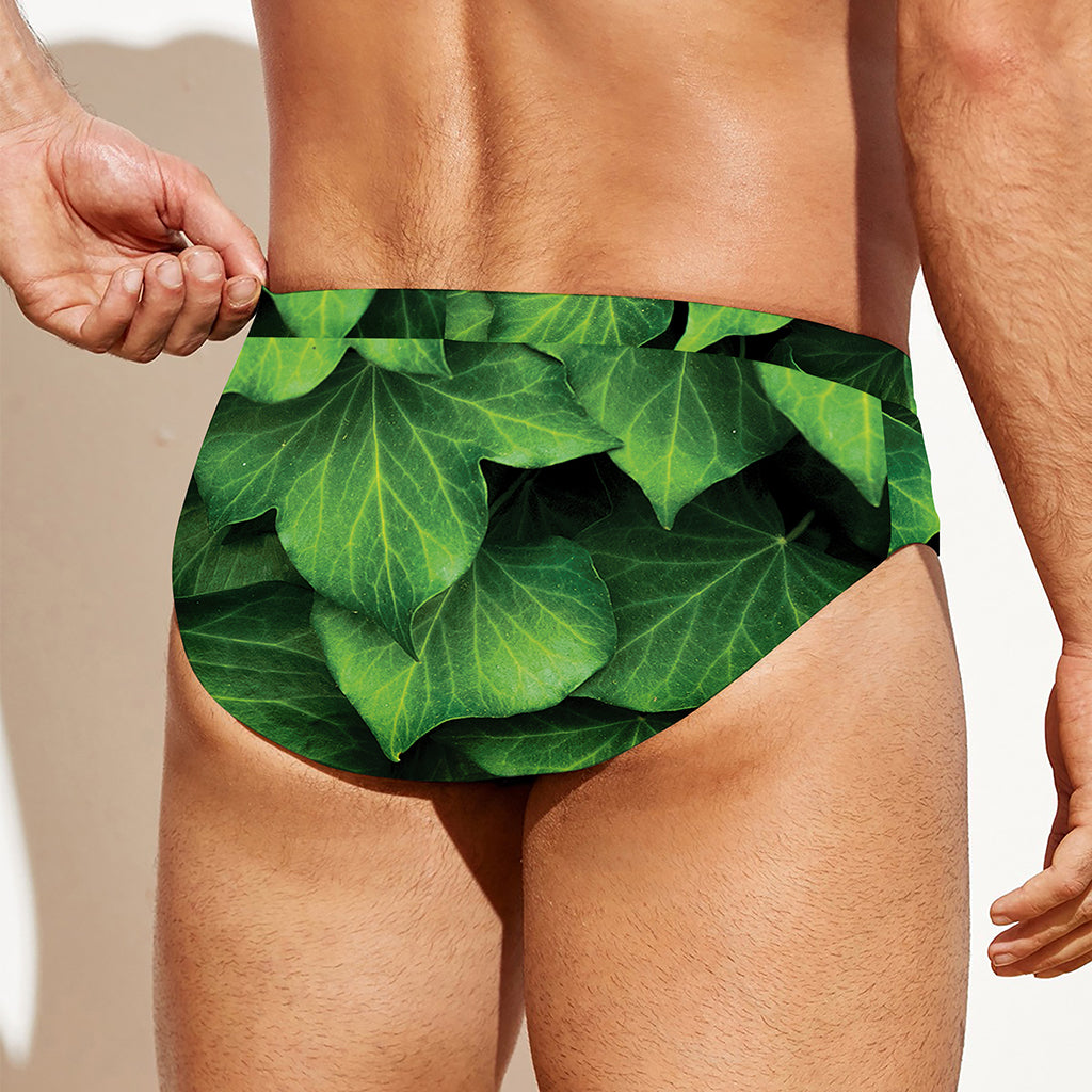 Green Ivy Leaf Print Men's Swim Briefs