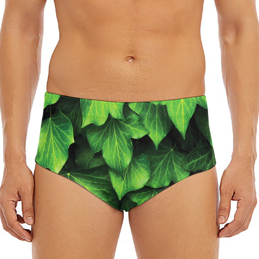 Green Ivy Leaf Print Men's Triangle Swim Briefs