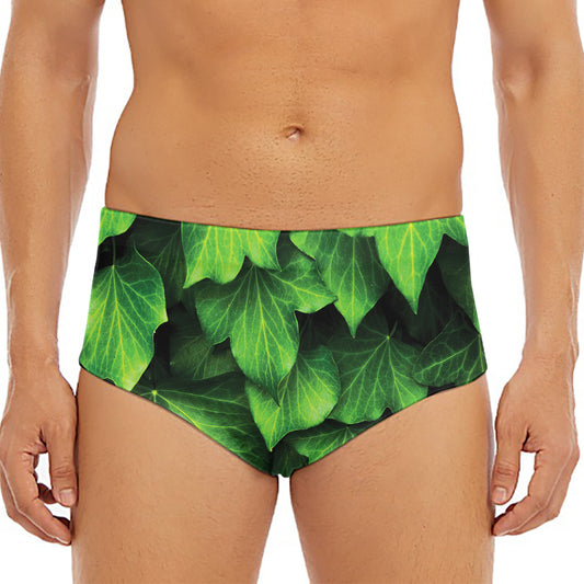 Green Ivy Leaf Print Men's Triangle Swim Briefs