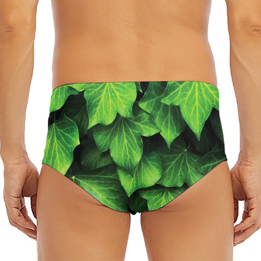 Green Ivy Leaf Print Men's Triangle Swim Briefs