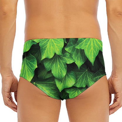 Green Ivy Leaf Print Men's Triangle Swim Briefs
