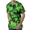 Green Ivy Leaf Print Men's Velvet T-Shirt