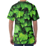 Green Ivy Leaf Print Men's Velvet T-Shirt