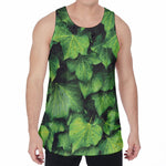 Green Ivy Leaf Print Men's Velvet Tank Top