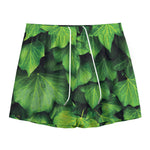 Green Ivy Leaf Print Mesh Shorts