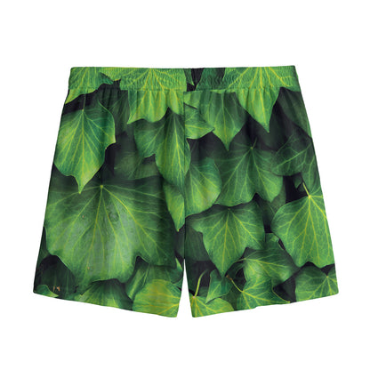 Green Ivy Leaf Print Mesh Shorts