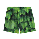Green Ivy Leaf Print Mesh Shorts
