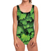Green Ivy Leaf Print One Piece Swimsuit