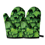 Green Ivy Leaf Print Oven Mitts