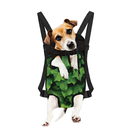 Green Ivy Leaf Print Pet Carrier Backpack