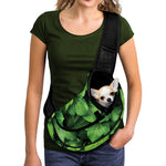 Green Ivy Leaf Print Pet Sling Carrier