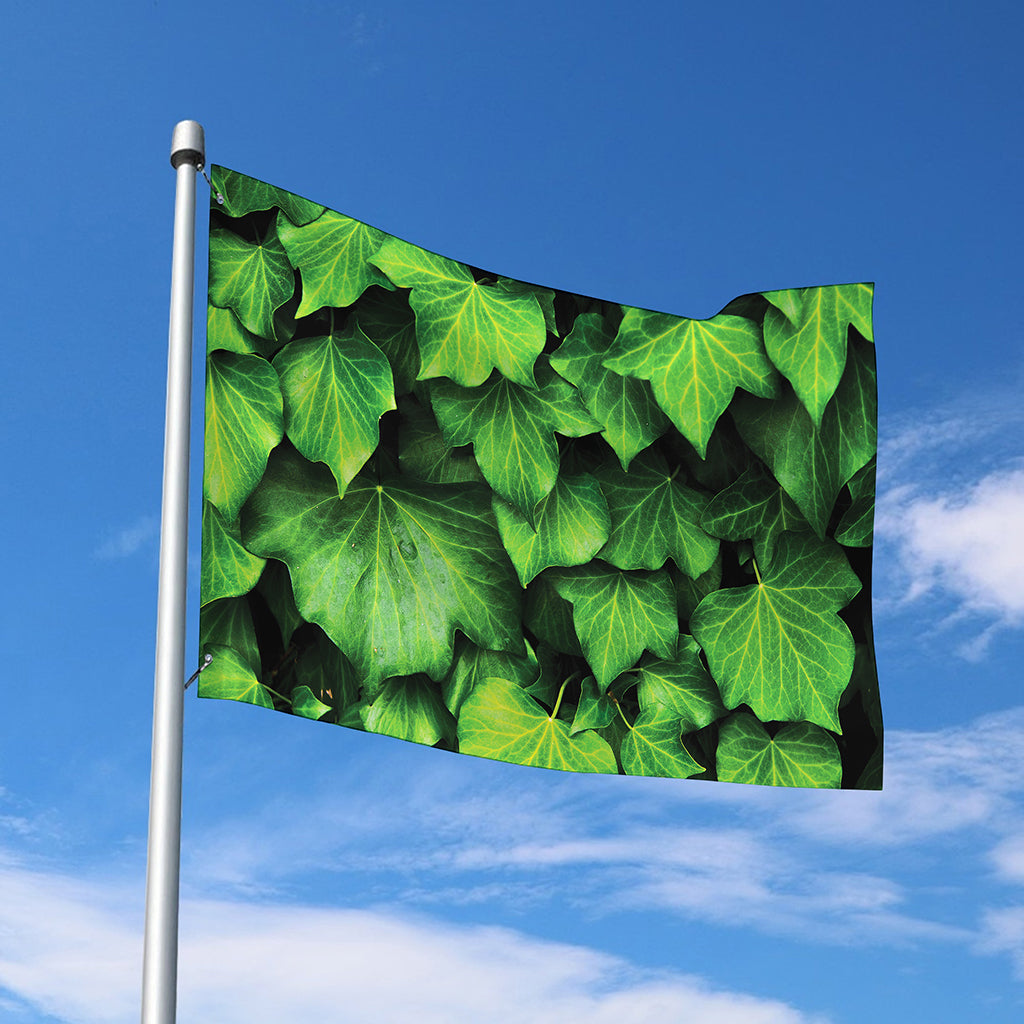 Green Ivy Leaf Print Polyester Flag