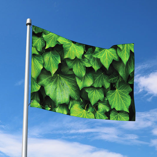 Green Ivy Leaf Print Polyester Flag