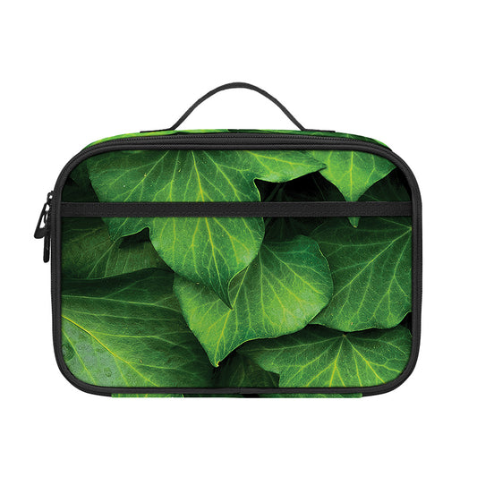 Green Ivy Leaf Print Portable Lunch Bag