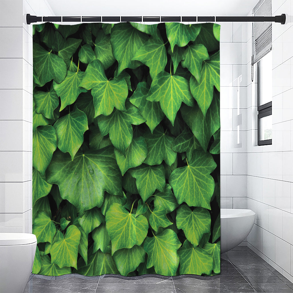 Green Ivy Leaf Print Premium Shower Curtain