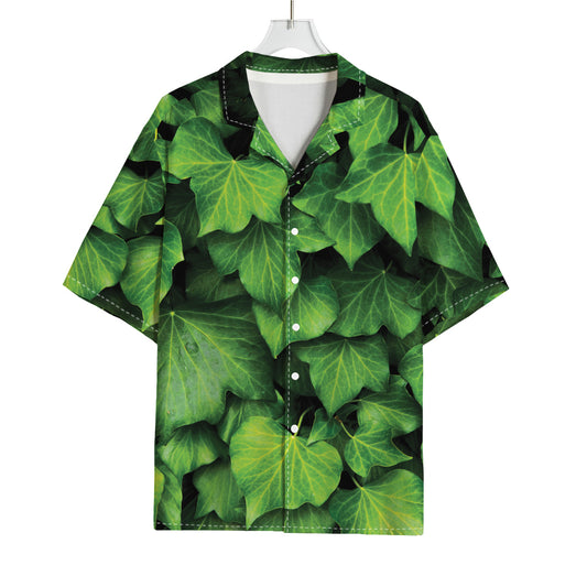 Green Ivy Leaf Print Rayon Hawaiian Shirt