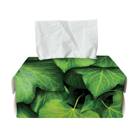 Green Ivy Leaf Print Rectangle Tissue Box Cover