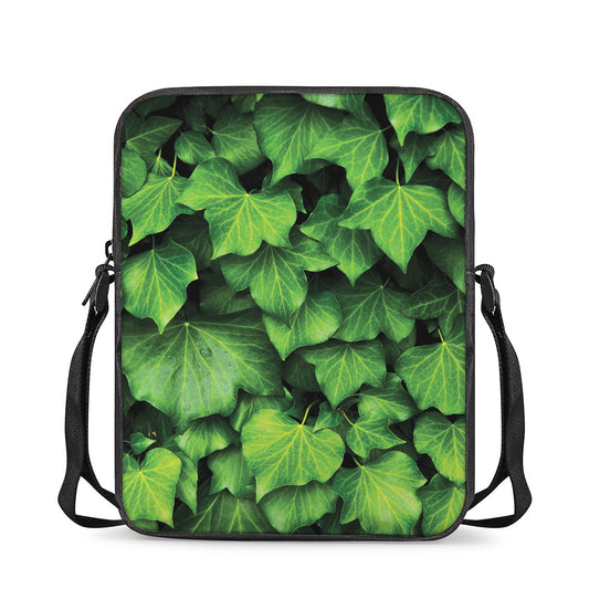 Green Ivy Leaf Print Rectangular Crossbody Bag