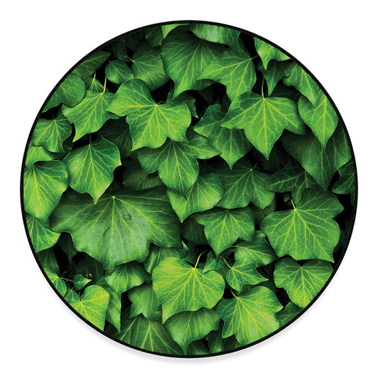 Green Ivy Leaf Print Round Floor Mat