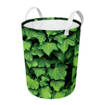 Green Ivy Leaf Print Round Laundry Basket